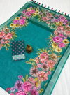 MG 465 Linen With Silver Jari Border Printed Sarees Wholesale Shop In Surat